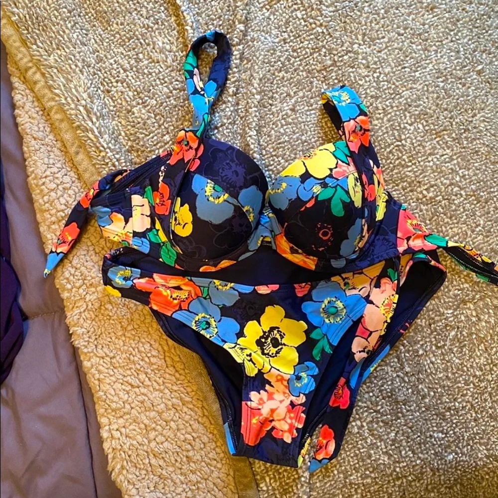 aerie blue floral bikini